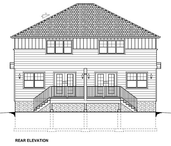 Rear Elevation for House Plan #195256