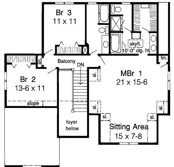 Second Floor Plan for House Plan #184312