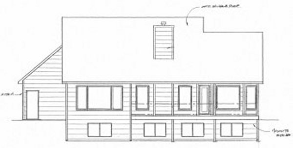 Rear Elevation for House Plan #350061