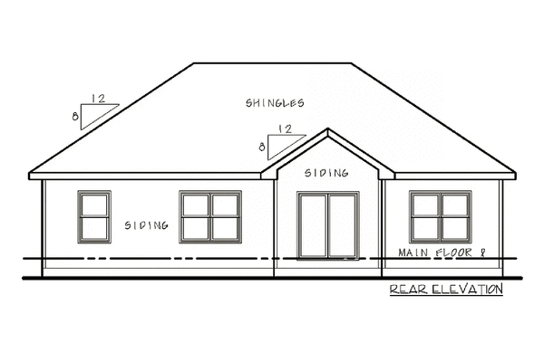 Rear Elevation for House Plan #153739