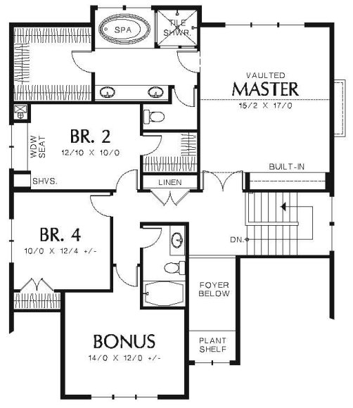 Second Floor Plan for House Plan #320322