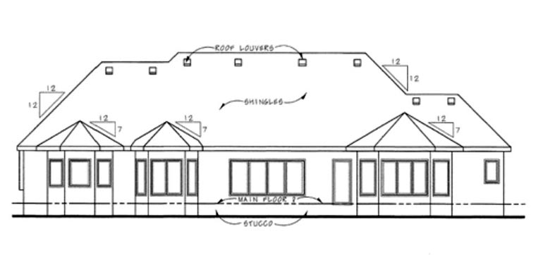 Rear Elevation for House Plan #153024