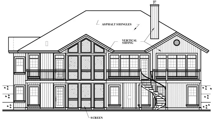 Rear Elevation for House Plan #144293