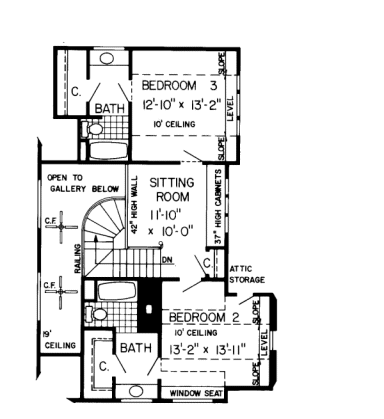 Second Floor Plan for House Plan #183661