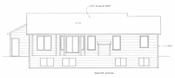 Rear Elevation for House Plan #354221