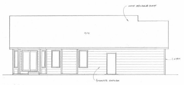 Rear Elevation for House Plan #350631
