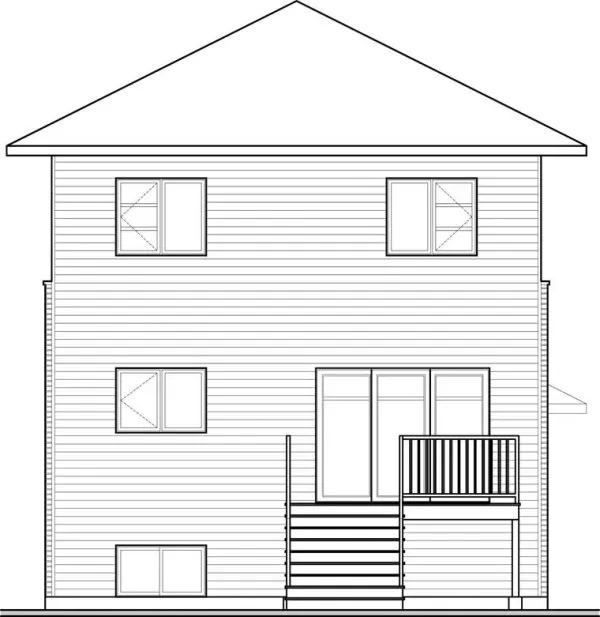 Rear Elevation for House Plan #143743