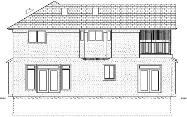 Rear Elevation for House Plan #195048