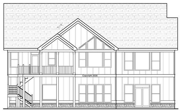 Rear Elevation for House Plan #121323