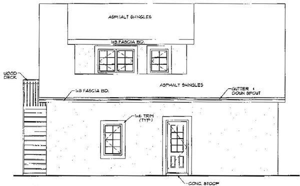 Rear Elevation for House Plan #360650