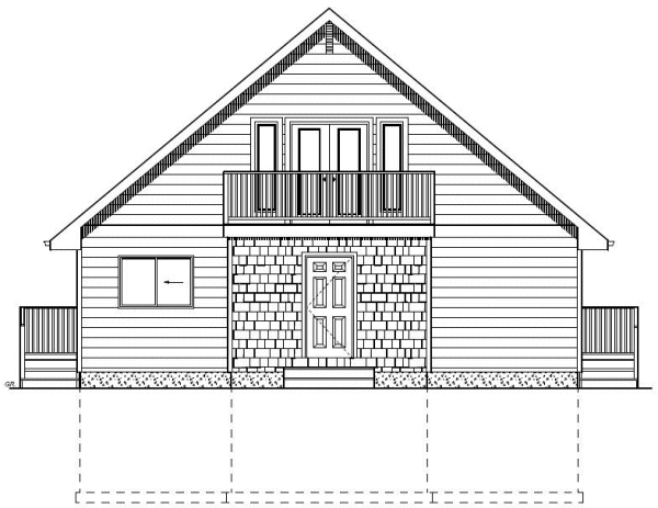 Rear Elevation for House Plan #195096
