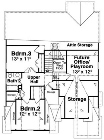 Second Floor Plan for House Plan #121112