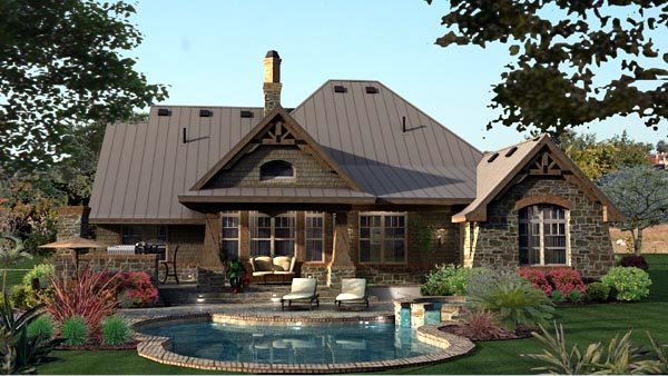 Rear Elevation for House Plan #646012