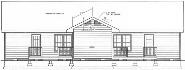 Rear Elevation for House Plan #658602