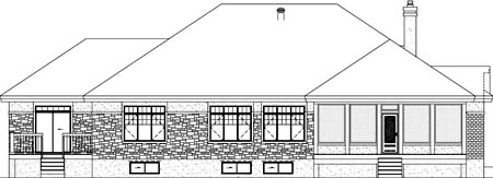 Rear Elevation for House Plan #176873