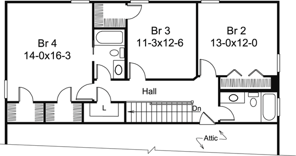 Second Floor Plan for House Plan #636021