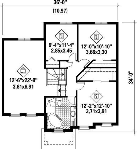 Second Floor Plan for House Plan #174381