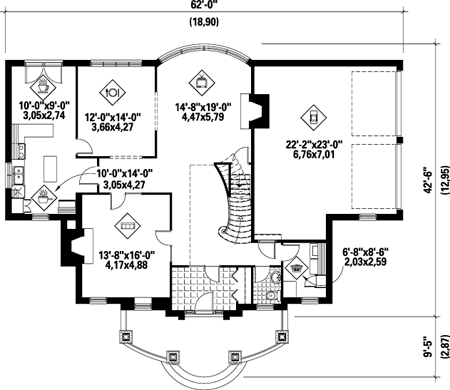 Main Floor Plan for House Plan #179953