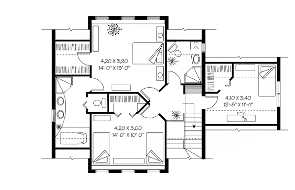 Second Floor Plan for House Plan #140862