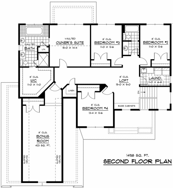 Second Floor Plan for House Plan #280253