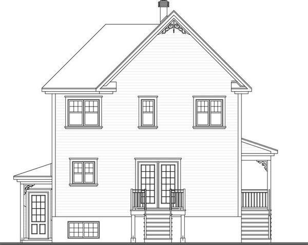 Rear Elevation for House Plan #142231
