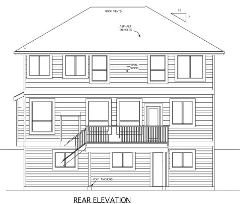 Rear Elevation for House Plan #502033