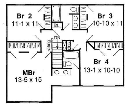 Second Floor Plan for House Plan #187591