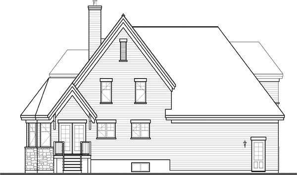 Rear Elevation for House Plan #148288