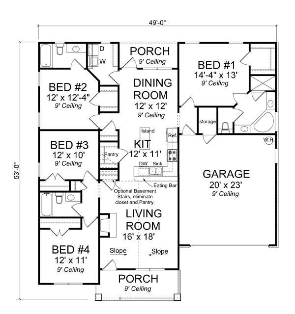 Main Floor Plan for House Plan #241694