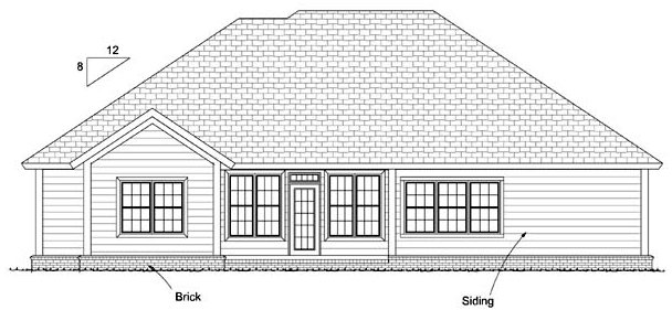 Rear Elevation for House Plan #248891