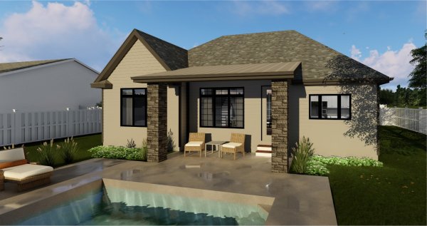Rear Elevation for House Plan #708781