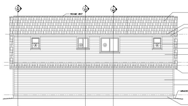 Rear Elevation for House Plan #185591