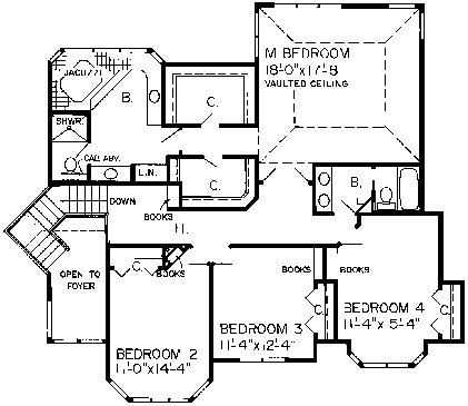 Second Floor Plan for House Plan #186861