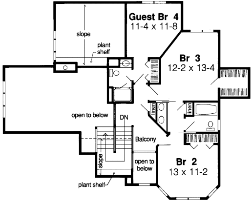 Second Floor Plan for House Plan #184412