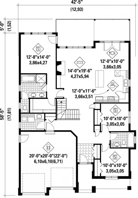 Main Floor Plan for House Plan #179261