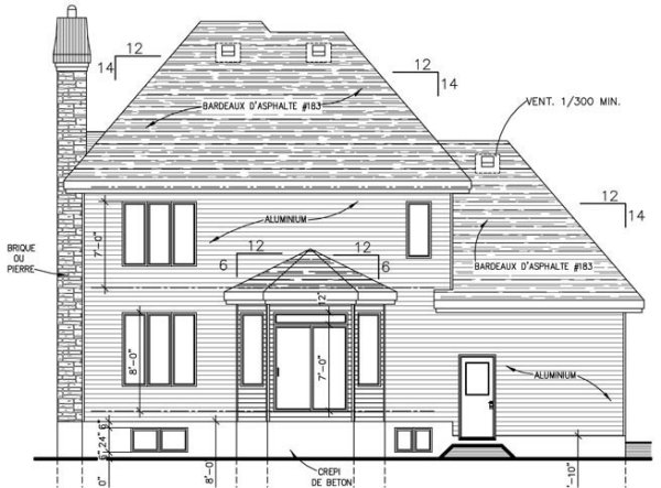 Rear Elevation for House Plan #428071