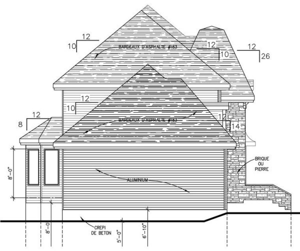Left Elevation for House Plan #428071
