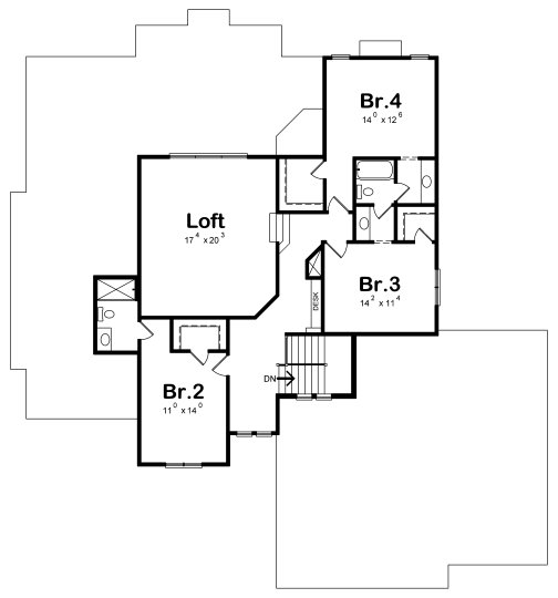 Second Floor Plan for House Plan #153553