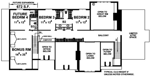 Second Floor Plan for House Plan #157373