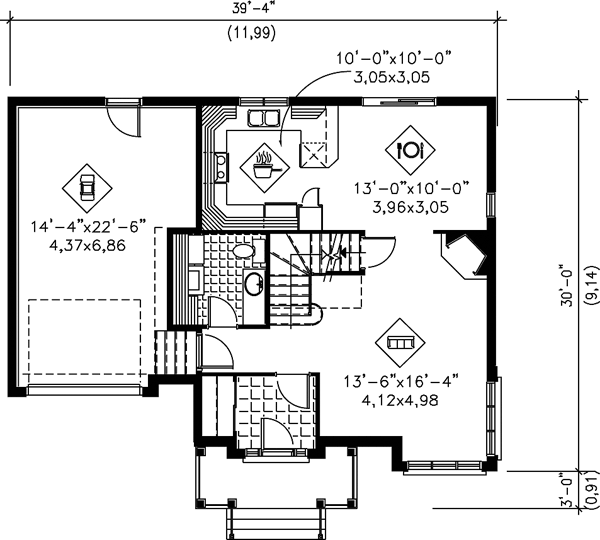 Main Floor Plan for House Plan #178141