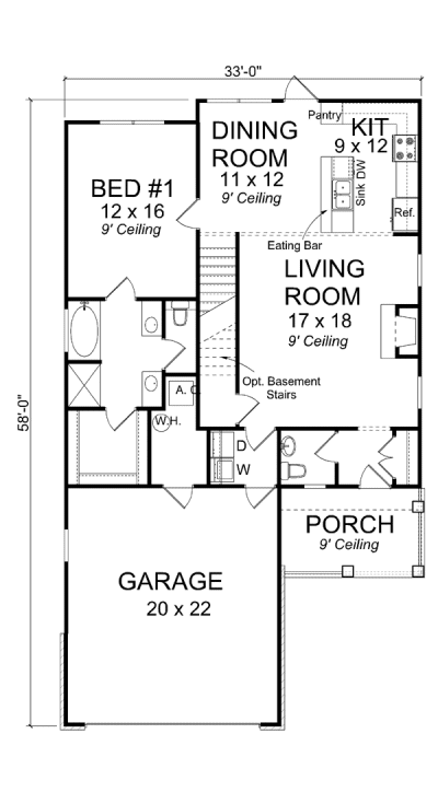Main Floor Plan for House Plan #249451