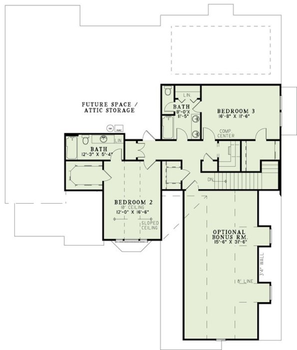 Second Floor Plan for House Plan #312023