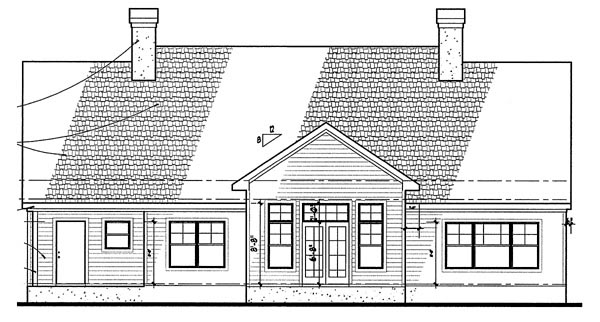 Rear Elevation for House Plan #645681