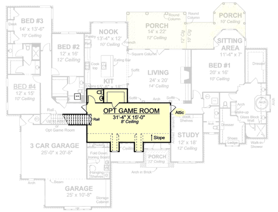 Attic Plan for House Plan #245904