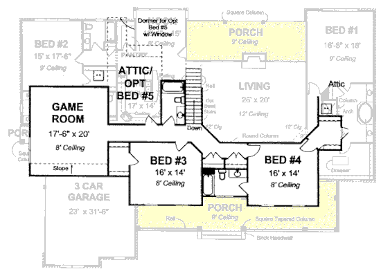 Second Floor Plan for House Plan #241544