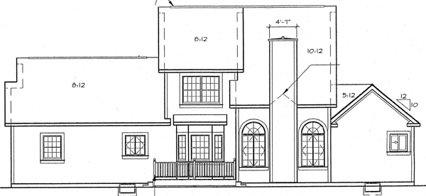 Rear Elevation for House Plan #186374
