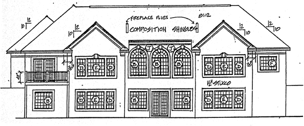 Rear Elevation for House Plan #182842