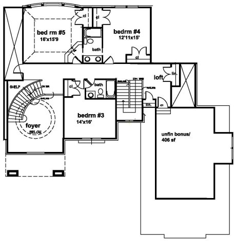 Second Floor Plan for House Plan #398204