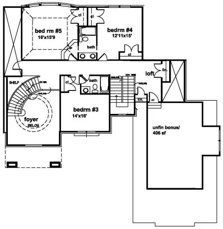 Second Floor Plan for House Plan #398204