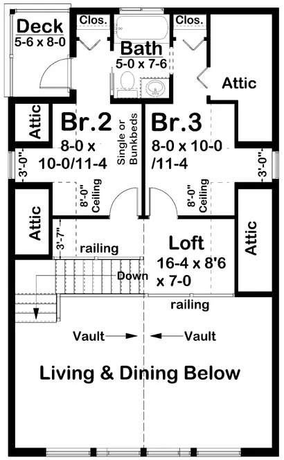 Second Floor Plan for House Plan #202037